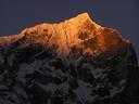Day 3 : Thami to Tengboche.\r\nSunrise colors one of the peaks over Thami.